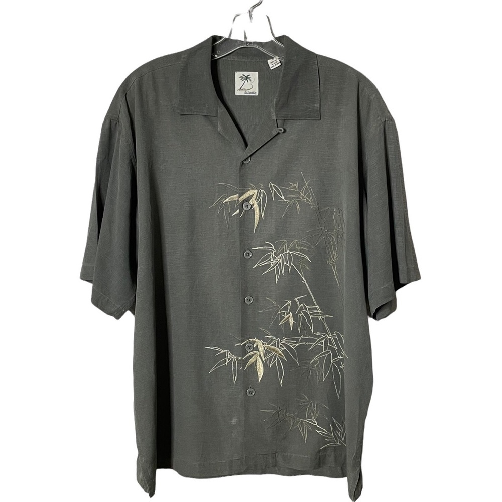 🎉HP🎉- Brigata Sage Green Men’s Button Down Short Sleeve Shirt 100% Silk …